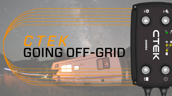 Going Off-Grid Logo with battery
