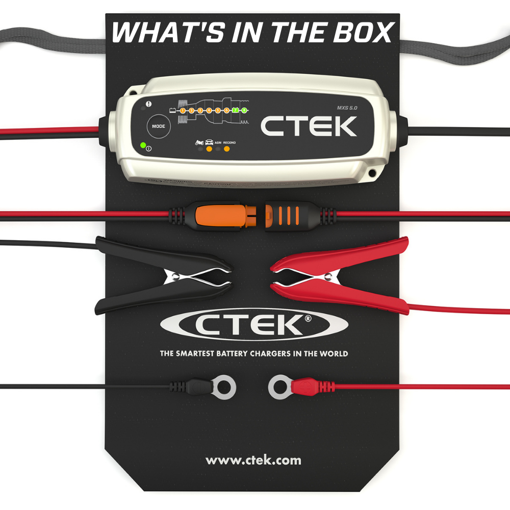 CTEK CTEK MXS 5.0 Ladegerät (AC-Netz) für Blei Akku 12V 5A Ladestrom  Hochfrequenzladegerät Ladegerät Universal, Blei, 12 Volt, 1.2 - 110 Ah,  Schwarz