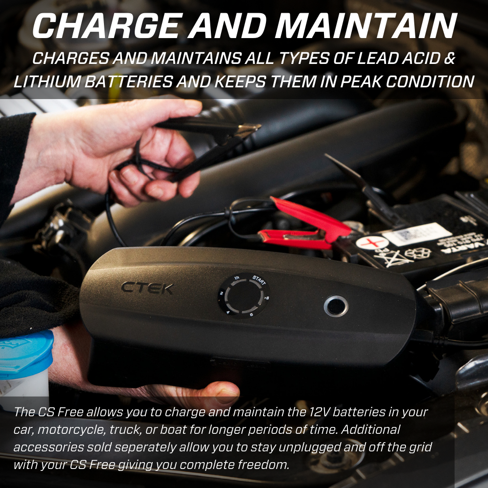 CTEK CS FREE  Battery Charger, Maintainer, Adaptive Booster, Hi